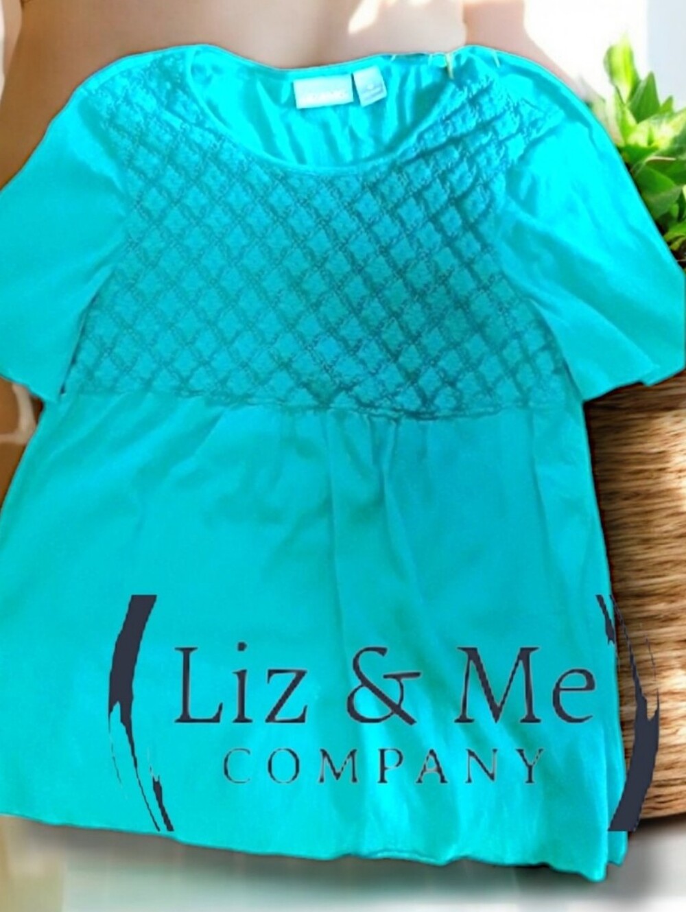 liz & co. Teal Short Sleeve Blouse